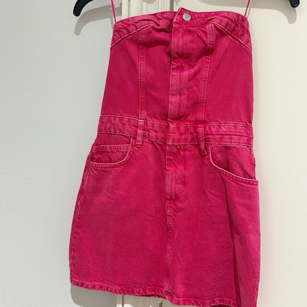 Zara pink denim dress